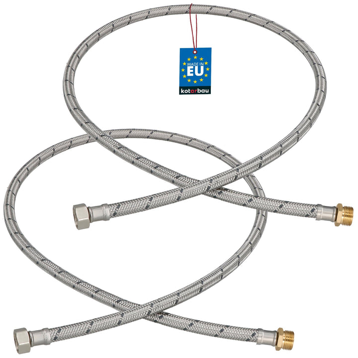 KOTARBAU® 2er Set Flexschlauch 3/8 Zoll - Wasserschlauch - 120 cm - Panzerschlauch - Aussengewinde x
