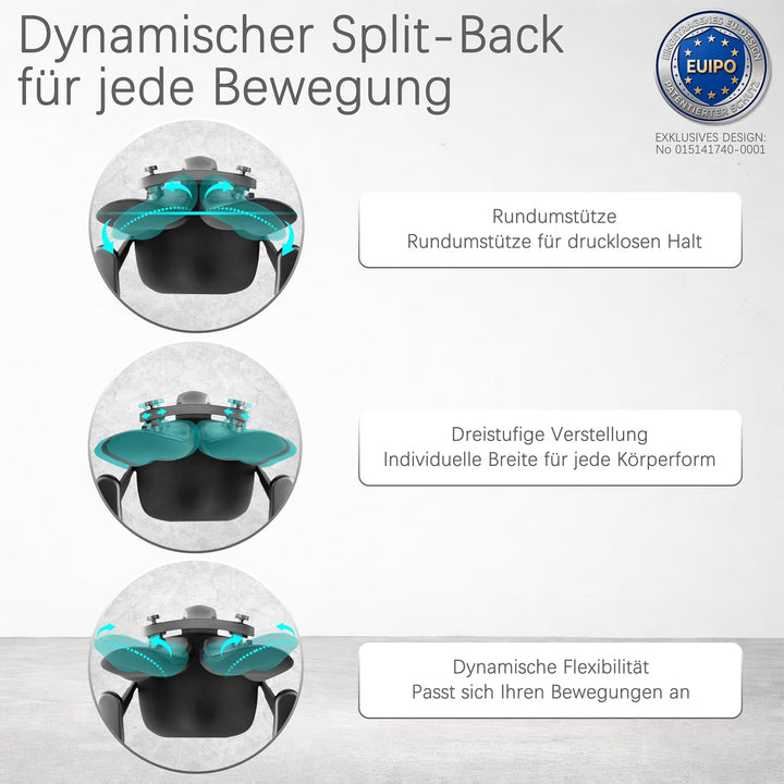 FLEX Ergonomischer Bürostuhl mit dynamisch geteilter Rückenlehne, 8 cm ultra-verdickter Sitz aus hoc