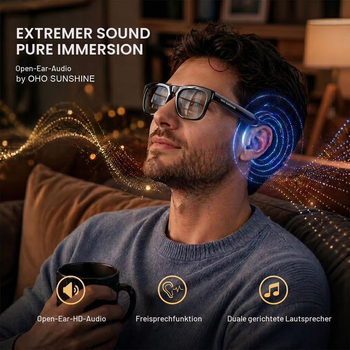 OhO sunshine Bluetooth Audio Sunglasses, Lightweight Open Ear Sport Glasses, 10H Playtime, UV400 ANS