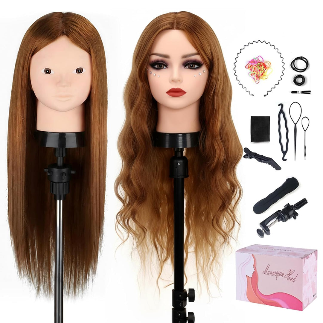 TopDirect 60cm/23.5 Zoll 80% Echthaar Haar Frisierkopf Schminkpuppe Kopf, Bilden Make-up Friseur Übu