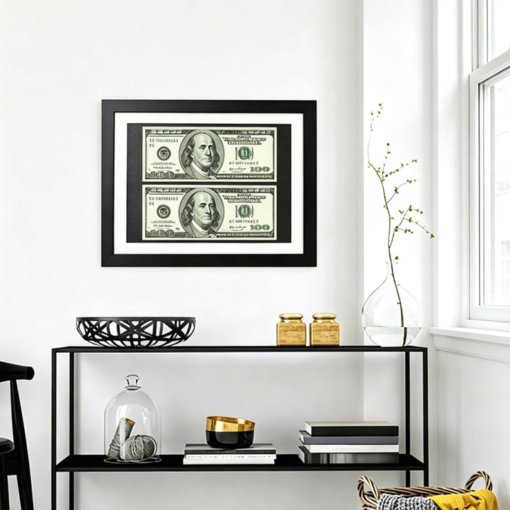 Dollarschein Schein-Display-Rahmen,Rahmen für Wand,HD-Glas,Mit schwarzer Rahmen.