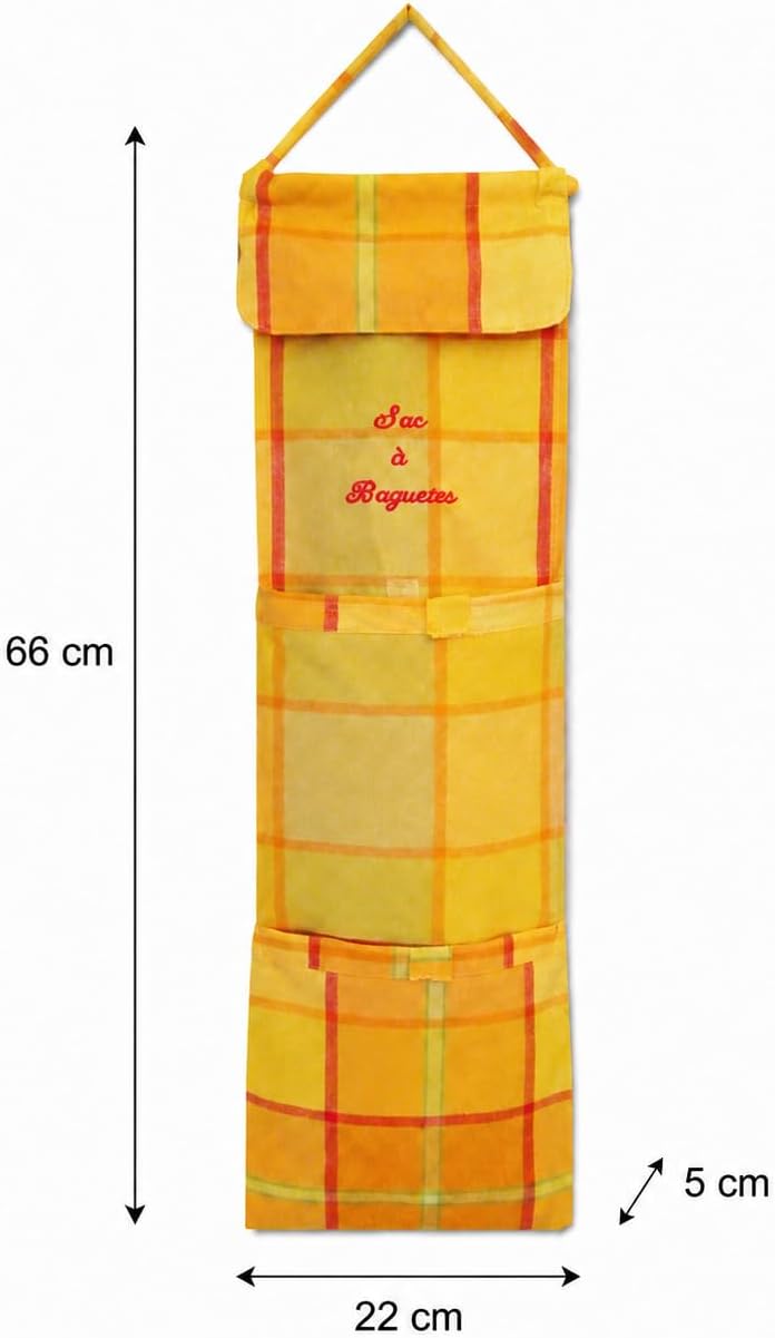 sac a sac SACASAC - Baguette-Tragetasche, kariert, 100% Baumwolle, 66 x 22 cm