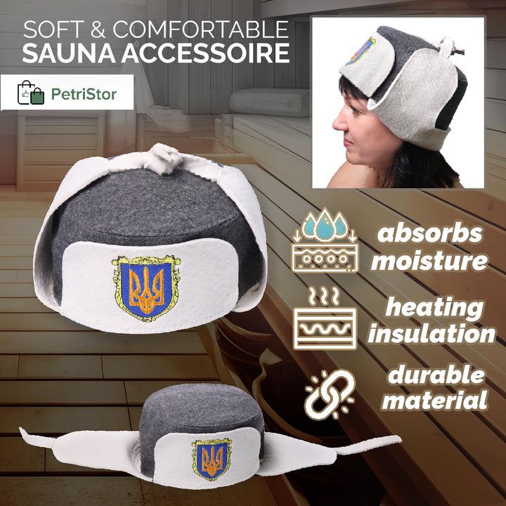 PetriStor Traditioneller Saunahut Earflap - Saunahut für Damen - Wolle Saunahut - Saunahut für Herre
