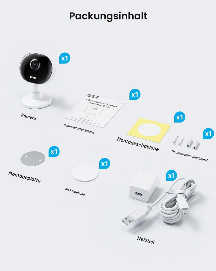 ZOSI 1080P Innen WLAN Überwachungskamera mit Plug-in-Strom, Lokale KI für Person/Bewegungen, Magnetf