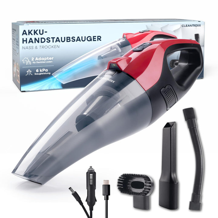 CLEANmaxx Akku Staubsauger - saugt nass & trocken | Handstaubsauger - kabellos & leistungsstark | mi