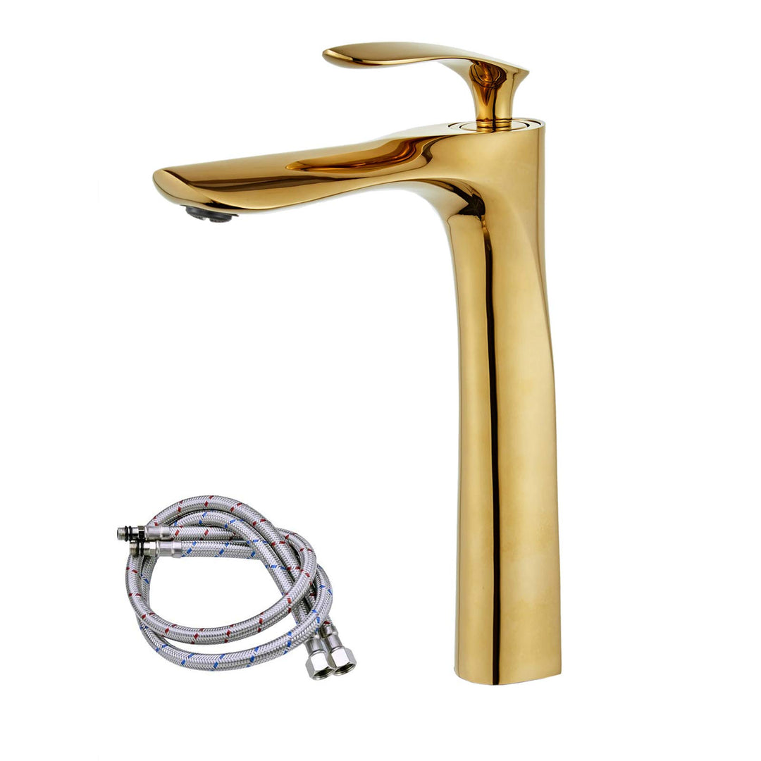 Hoch Wasserhahn Bad Waschtisch Armatur Waschbecken Mischbatterie Einhebelmischer Gold Waschtischarma