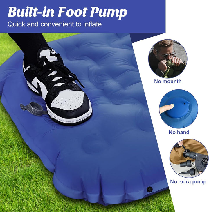 Isomatte Selbstaufblasend mit Fusspresse Pumpe, 12cm Verdicken Isomatte Camping, Ultraleicht Luftmat