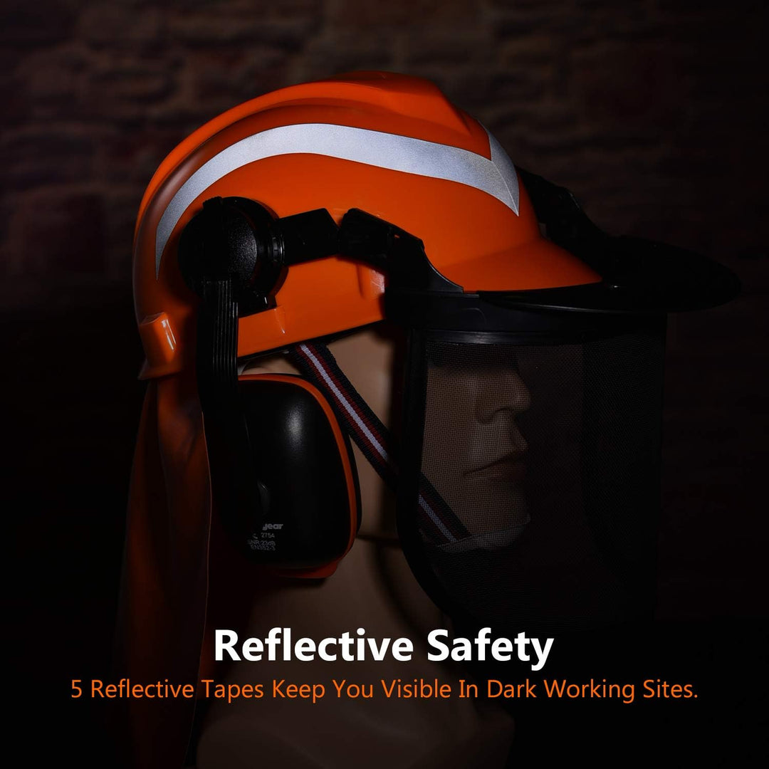SAFEYEAR Pro Forestry Kettensägen-Schutzhelm mit verstellbaren 27SNR-Ohrenschützern, Netzvisier. M-5