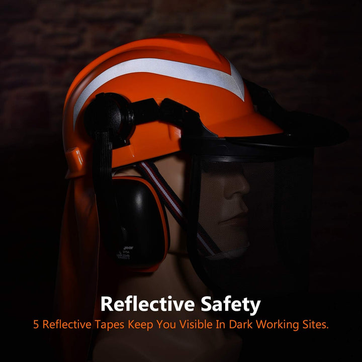 SAFEYEAR Pro Forestry Kettensägen-Schutzhelm mit verstellbaren 27SNR-Ohrenschützern, Netzvisier. M-5