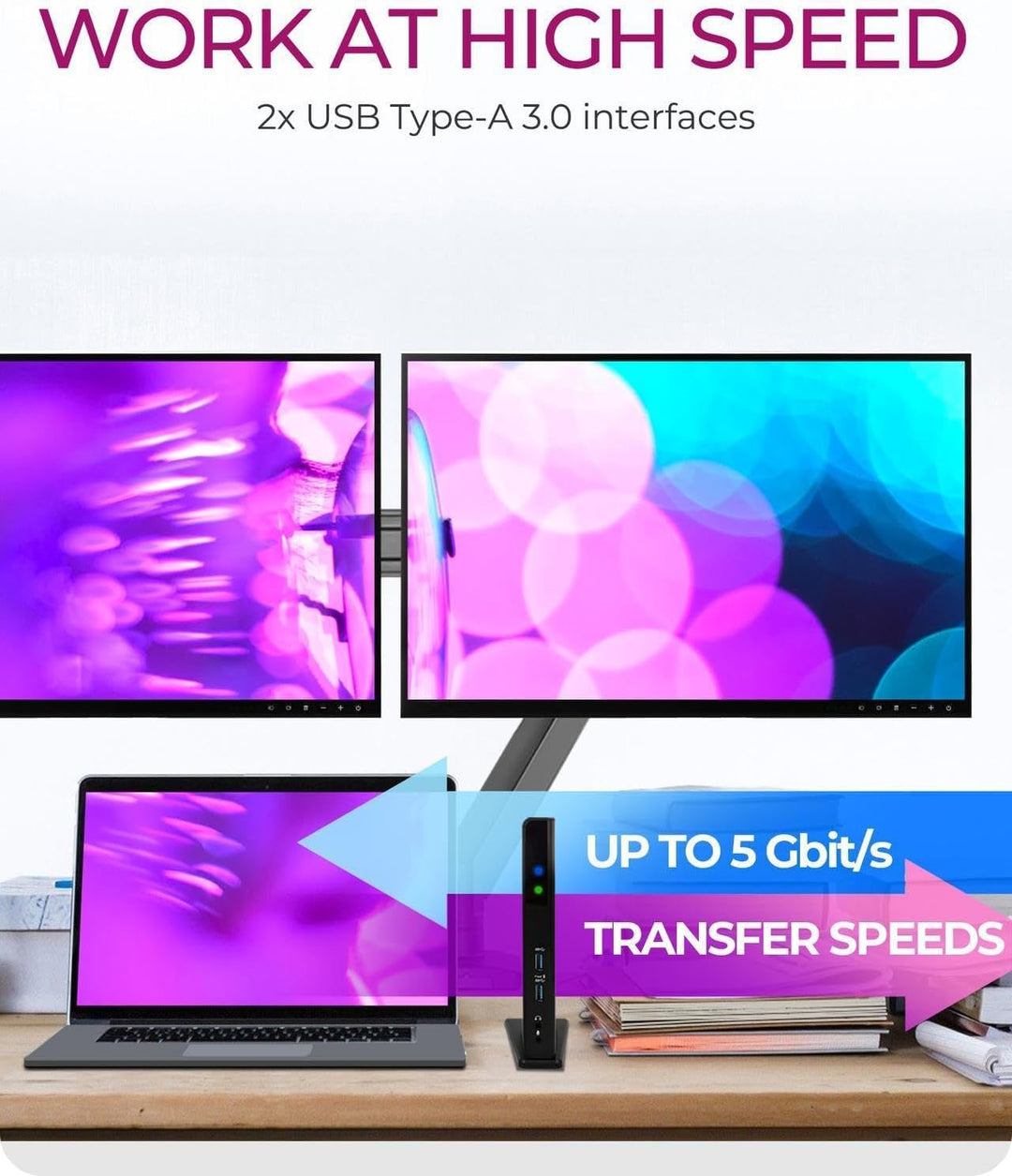 ICY BOX USB-C Docking Station (11-in-1) für 2 Monitore (2x HDMI), 60Hz, 6-fach USB 3.0 HUB, Gigabit