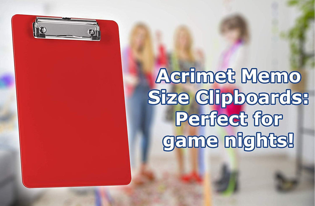 Acrimet Klemmbrett Memo (23.5 cm x 16 cm) Flacher Metallklammer (Rot Farbe) (Plastik) (6er-Pack)