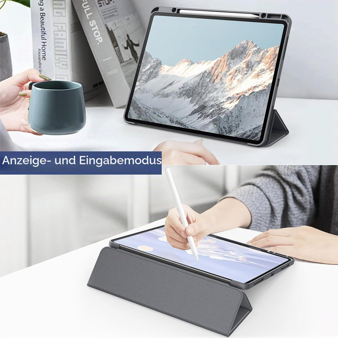 JETech Hülle für iPad Pro 12,9" 6/5/4/3 (2022/2021/2020/2018), Space Grau | Transparente Rückseite,
