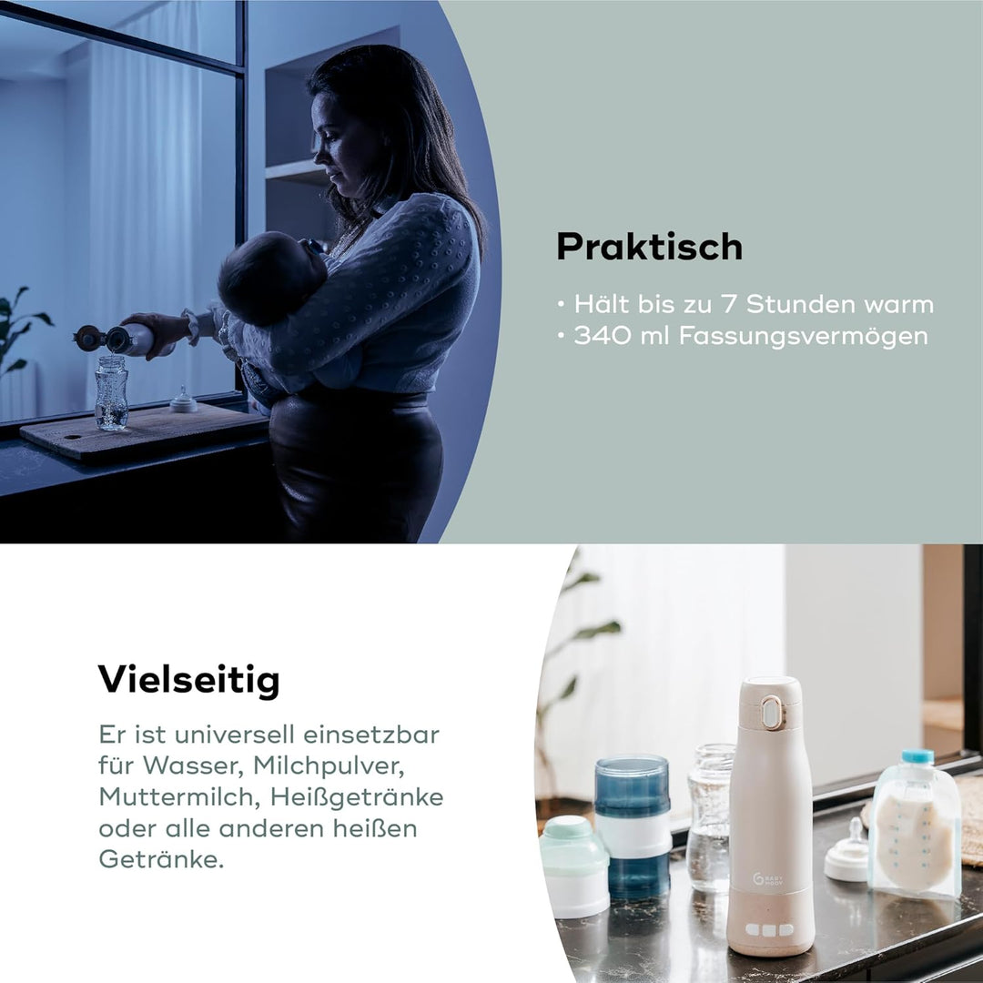 Babymoov Mobiler und kabelloser Flaschenwärmer Moov & Feed - Kapazität 340ml - Wasser oder Muttermil