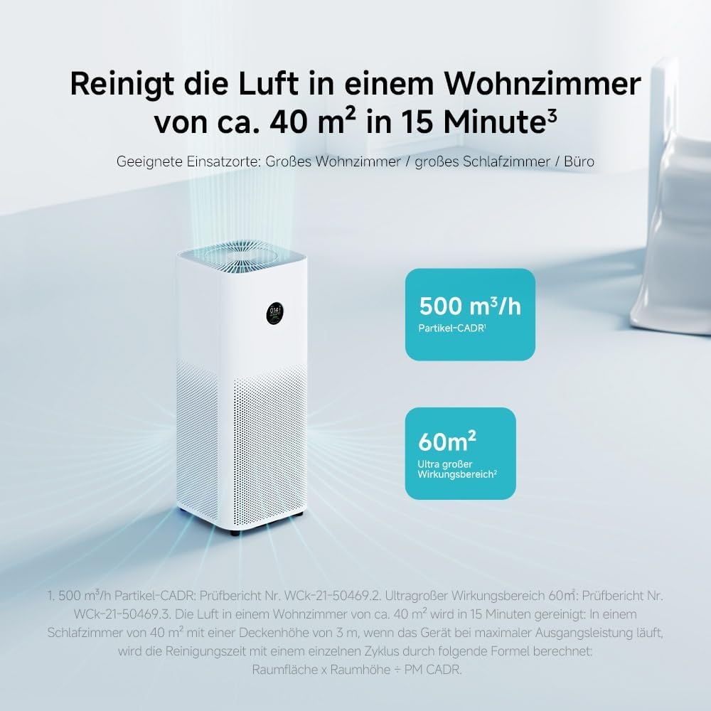 Xiaomi Smart Air Purifier 4 Pro Luftreiniger (beseitigt bis zu 99,97% Tierhaare, Pollen, Staub, Vire