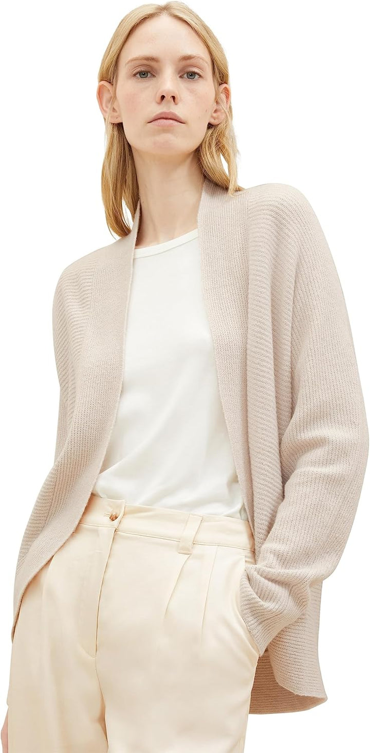 TOM TAILOR Damen Basic Cardigan Strickjacke XL 32398 - Clouds Grey Melange, XL 32398 - Clouds Grey M