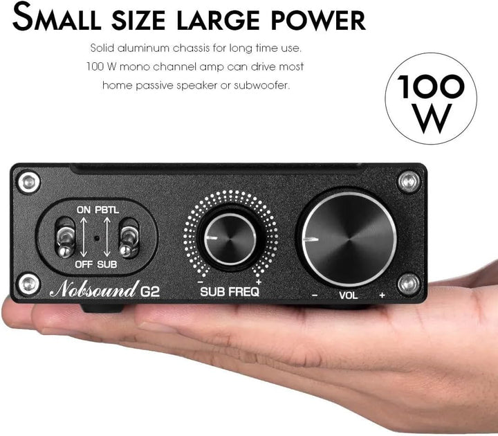 Nobsound G2 Subwoofer-Verstärker, 100 watt Home Sub Bass Power Amplifier, Full Frequency Mono Channe