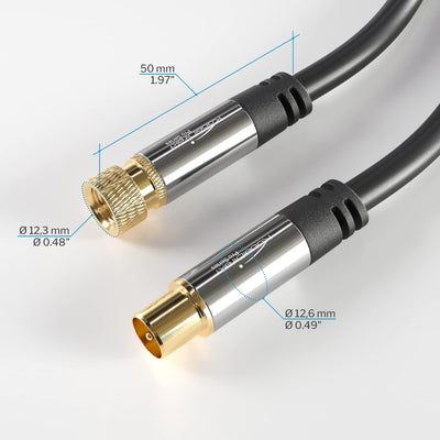 KabelDirekt – SAT Kabel/Antennenkabel mit bruchfestem Metallstecker – 7,5 m (TV Kabel/Satellitenkabe