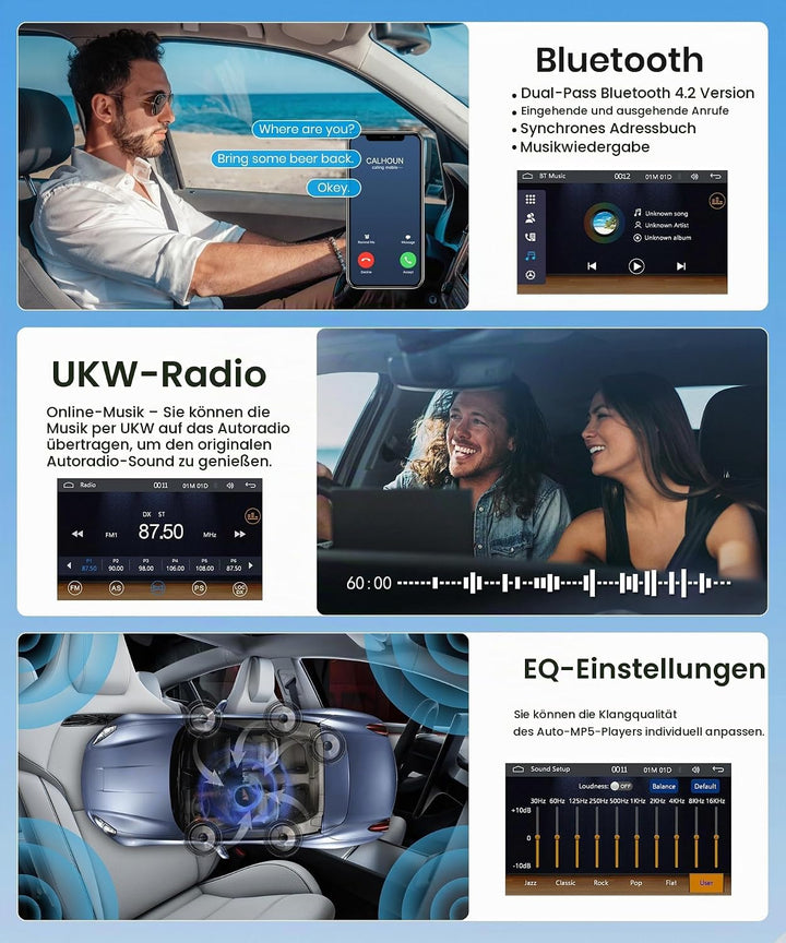 Rimoody Carplay 1 Din Autoradio mit Android Auto 4 Zoll Touchscreen Autoradio 1 Din mit Drehknopf mi