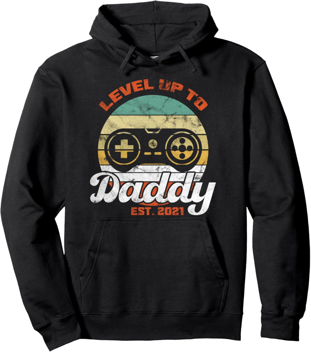 Daddy Papa 2021 Vater Vatertag Level Up Gamer Vintage Pullover Hoodie