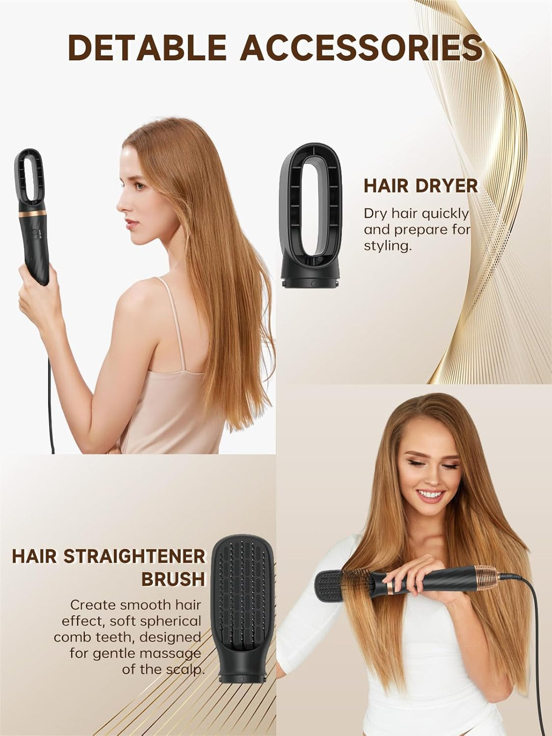Hair Styler 6 in 1, Airstyler Haarstyler Set mit Rundbürstenföhn, Warmluftbürste, Airflow Lockenstab