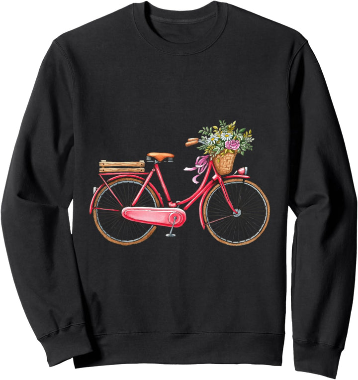 Reizendes rotes japanisches Weinlese-Fahrrad mit dem Korb Sweatshirt