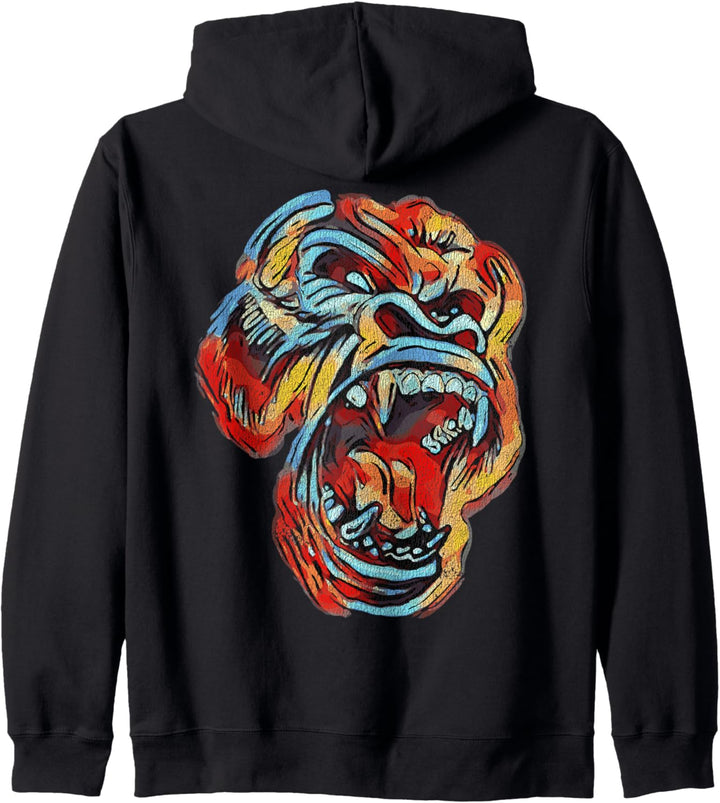 Gorilla Shirt Bunter Angry Ape Graphic Gorilla Head Kapuzenjacke
