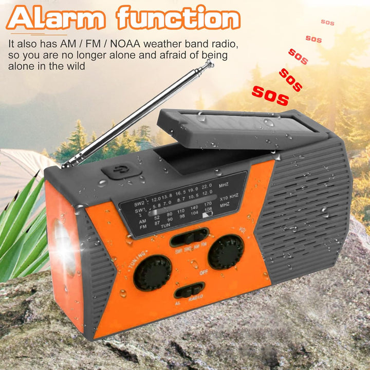 Notfall Radio mit Kurbel, Tragbares Solar Radio Wiederaufladbar 2000 mAh AM FM Notfallradio LED Tasc