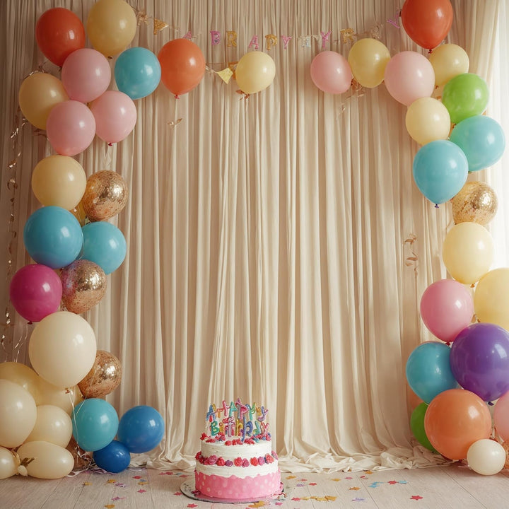 3x3 m Beige Vorhang für Kulissen, Party-Hintergrund Vorhang Beige Hochzeit Hintergrund, Polyester Be
