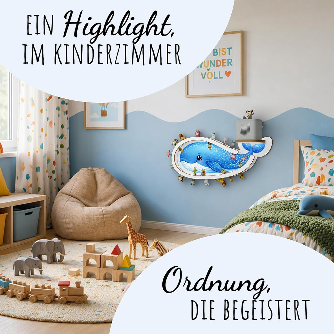 Holzura Wal Tonie Regal für Toniebox 2 – magnetisches Wandregal ohne Personalisierung für über 50 To