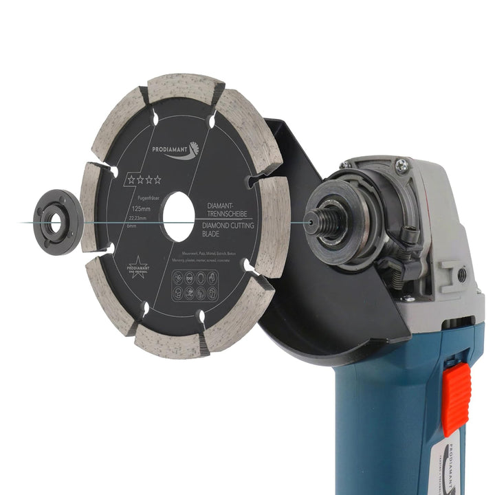 PRODIAMANT Fugenfräser ø 125mm Breite 6mm Frässcheibe für Mauerwerk Mörtel Fugen und Putz 10mm Segme