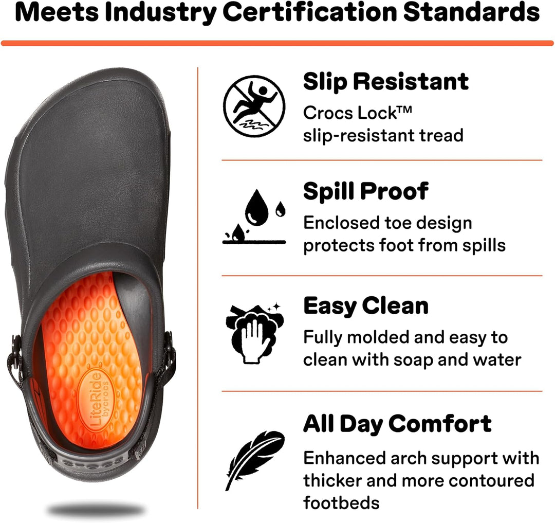 Crocs Unisex Bistro Pro Literide Clog Holzschuh 36/37 EU Schwarz, 36/37 EU Schwarz