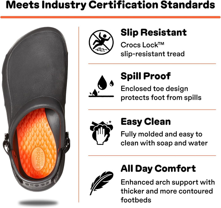 Crocs Unisex Bistro Pro Literide Clog Holzschuh 36/37 EU Schwarz, 36/37 EU Schwarz