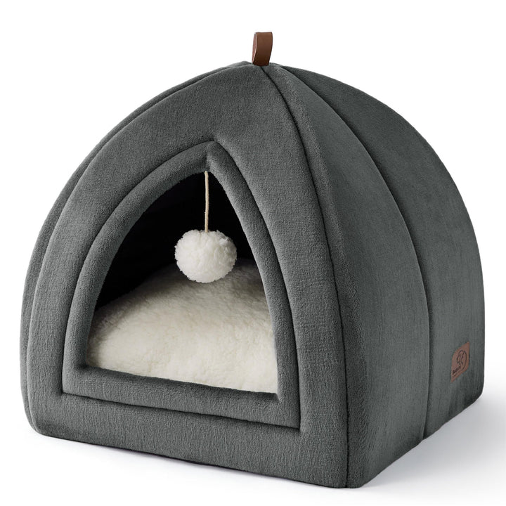 BEDSURE Katzenhöhle grosse Katzen Dunkelgrau - Faltbare Katzenbett mit waschbaren Kissen, Katzenzelt