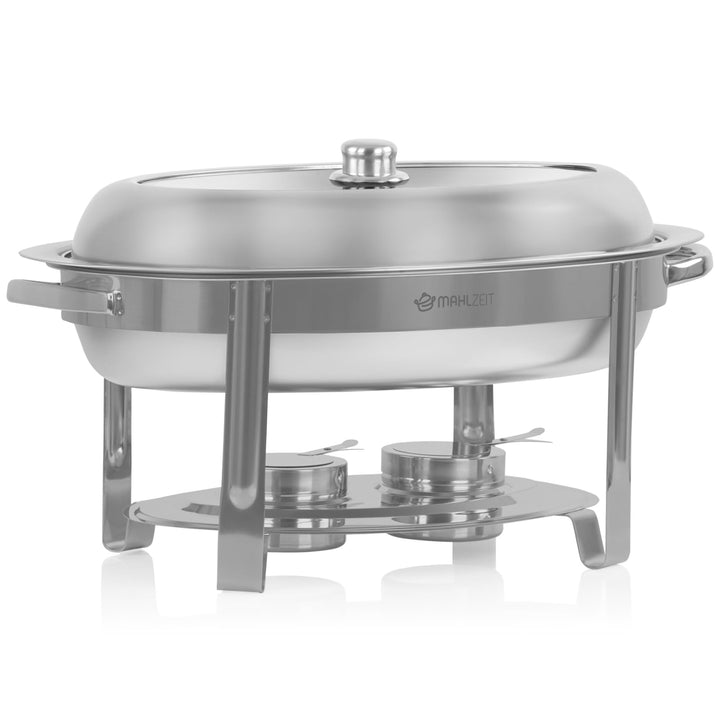 Mahlzeit Edelstahl Chafing Dish oval 5 Liter | Speisenwärmer rund, Wärmebehälter, Warmhaltebehälter