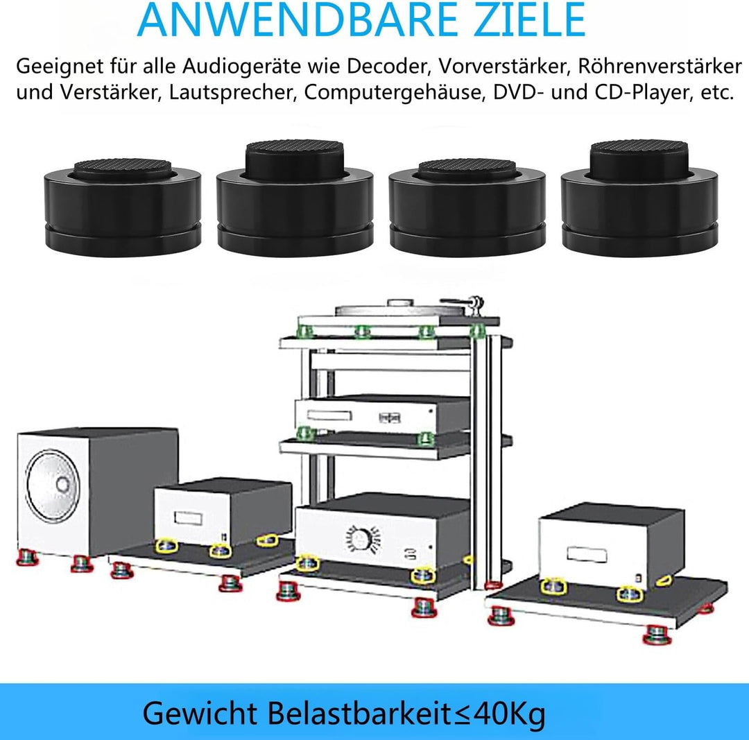Tirstrup 4 Stück HiFi Lautsprecher Füsse 39x23mm Lautsprecher Halterung Fuss Einstellbare Isolation