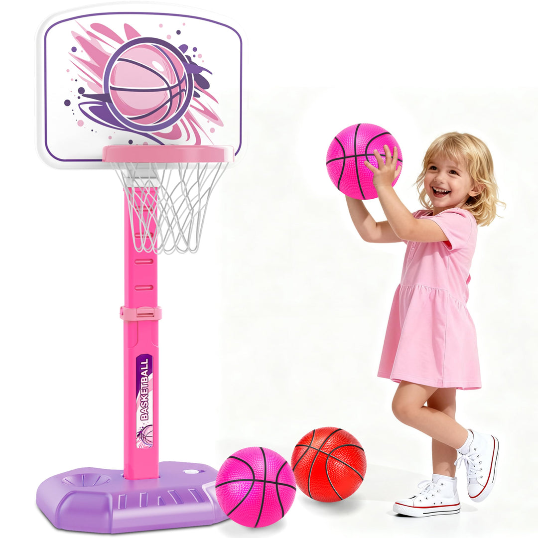 MOMOSTAR Basketballkorb Kinder, Basketballkorb Outdoor Indoor mit 3 Basketbälle, Höhenverstellbar Ba
