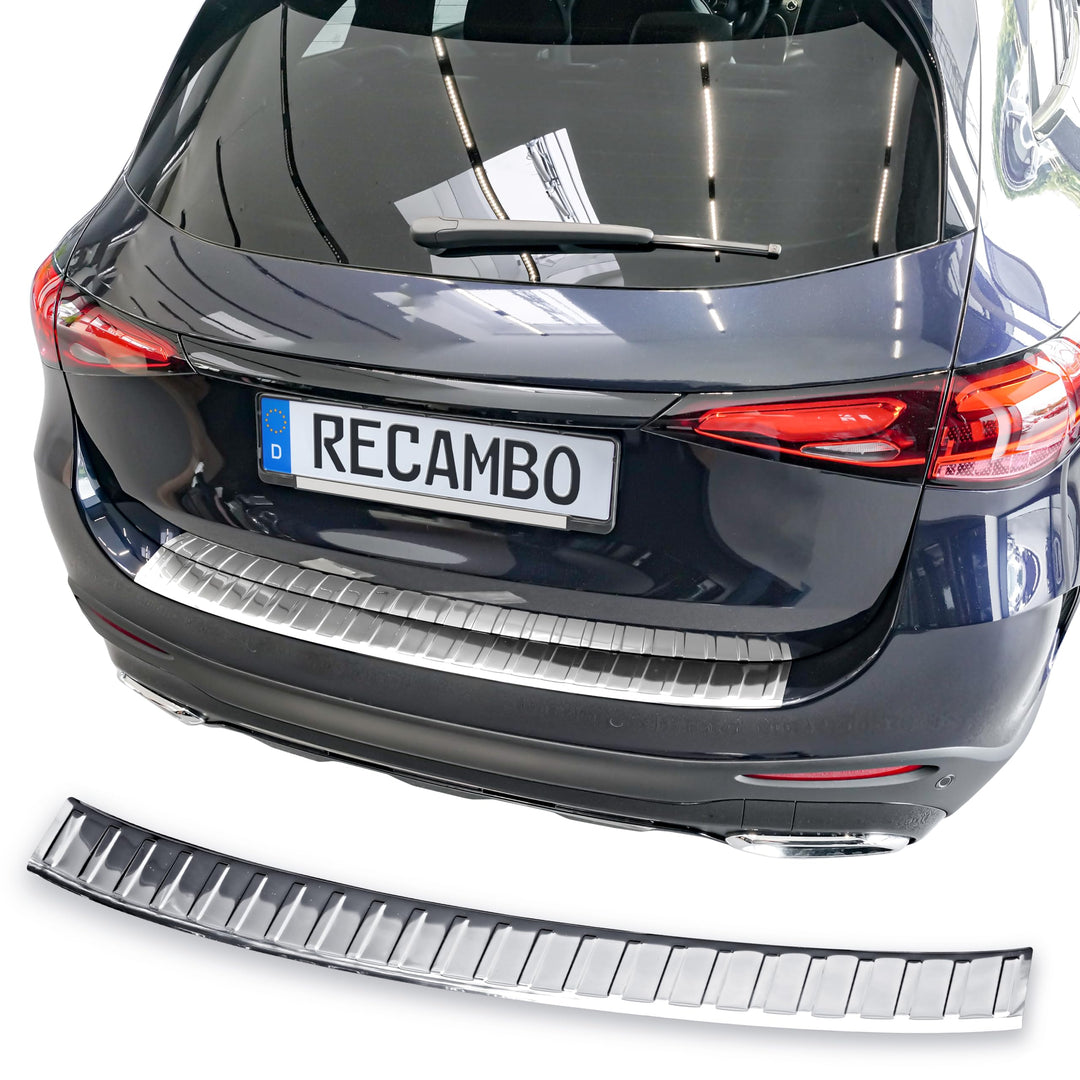 RECAMBO Ladekantenschutz Edelstahl Hochglanz poliert, Chrom Look - kompatibel für Mercedes GLC - X25