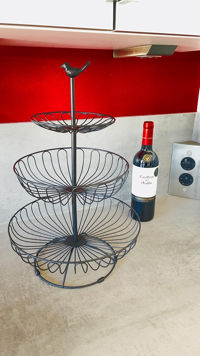 Auroni Obst Etagere 3 Stöckig Obstkorb Obstschale Metall - schwarz - modern - dekorativ für mehr Pla