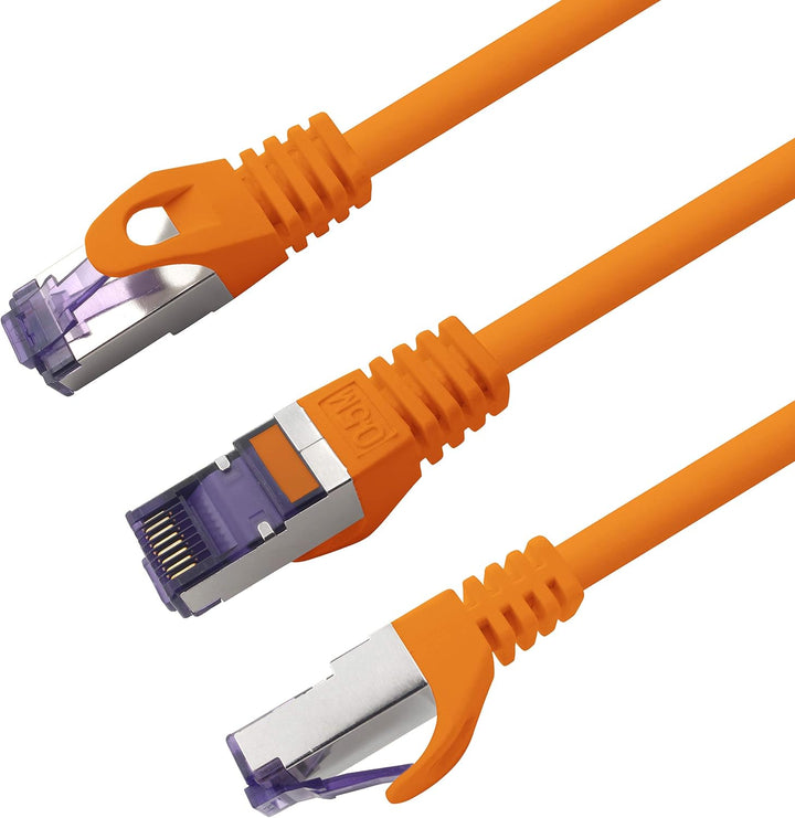 1aTTack.de Cat.7 Netzwerkkabel 10m - Orange - 5 Stück - Cat7 Patchkabel (SFTP/PIMF/LSZH) Rohkabel 10