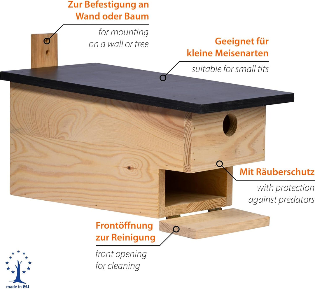 dobar® Grosser Nistkasten für Höhlenbrüter mit Räuberschutz -Vogelbrutkasten für Meisen und Sperling
