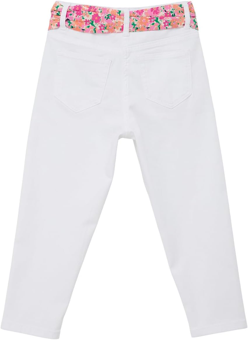 s.Oliver Mädchen Hose mit Bindegürtel, Relaxed Fit 98 Weiss, 98 Weiss