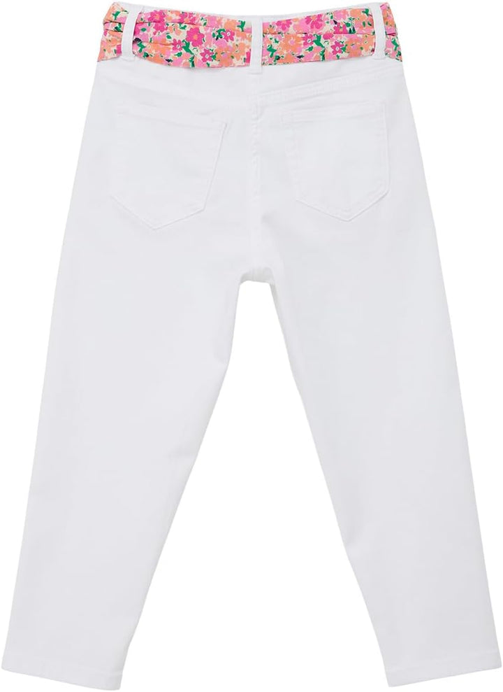s.Oliver Mädchen Hose mit Bindegürtel, Relaxed Fit 98 Weiss, 98 Weiss