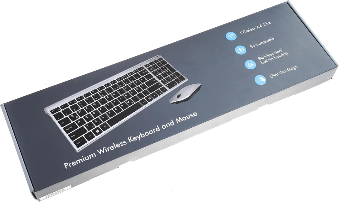 Kabelloses Premium-Set: Tastatur & Maus | QWERTZ DE | Ultra-Slim Design | GER-POL
