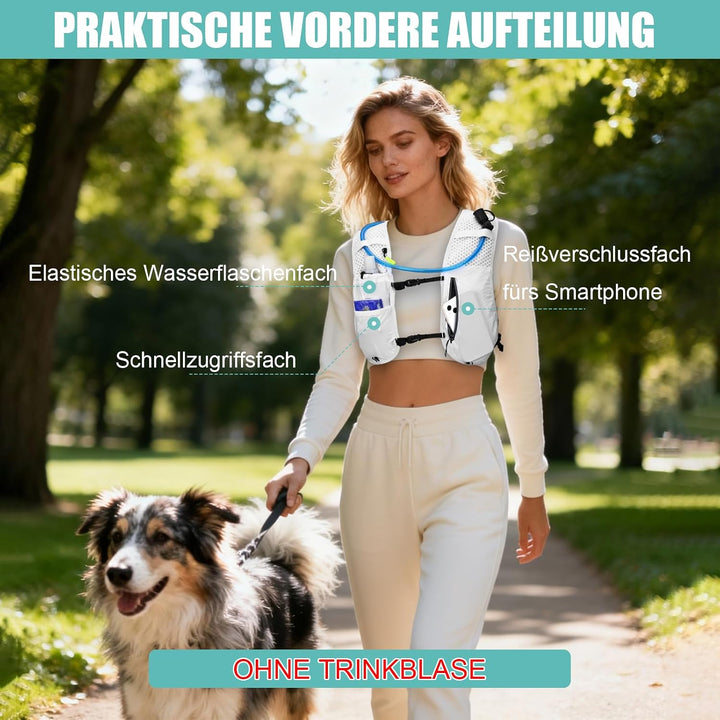 Laufweste Damen &amp; Herren mit 500ml Trinkflasche, Reflektierende Running Vest für Bessere Sichtbarkei