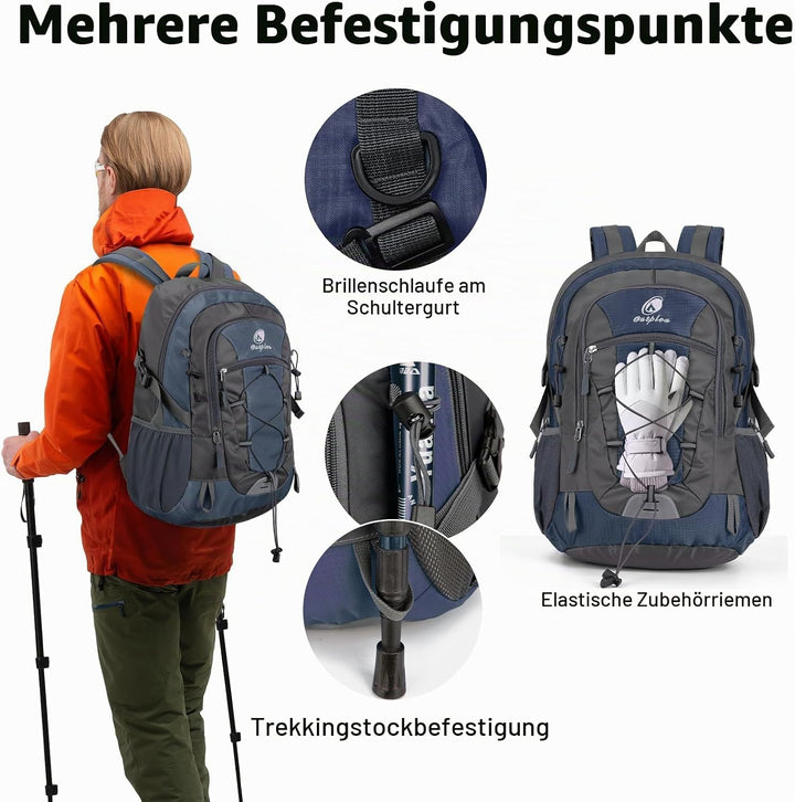 25L Wandernrucksack Damen Herren, Outdoor Rucksäcke Tagesrucksäcke, Wasserdichter Reiserucksack für