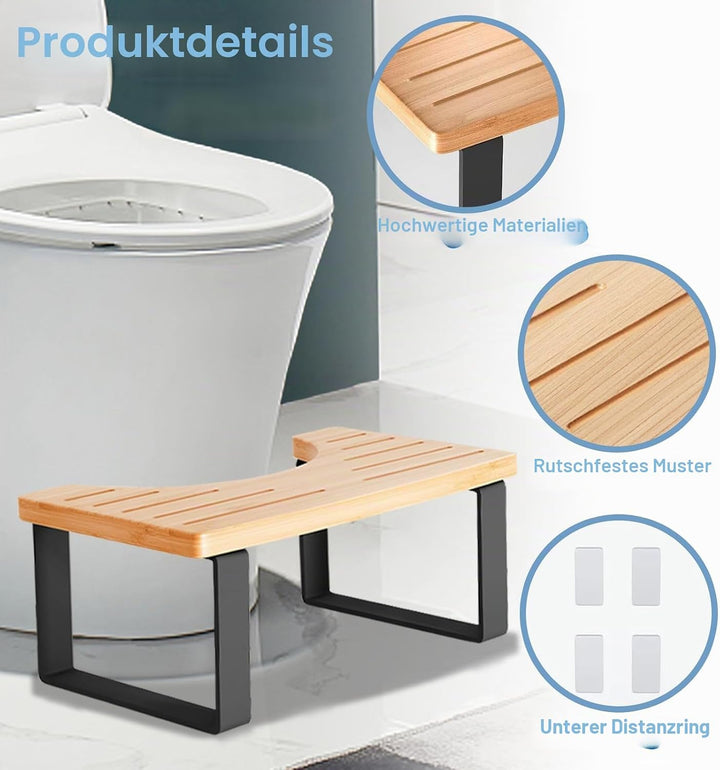 Toilettenhocker Erwachsene, wc Hocker Erwachsene, Holz-Toilettenhocker Anti-Rutsch Klohocker, Tragba