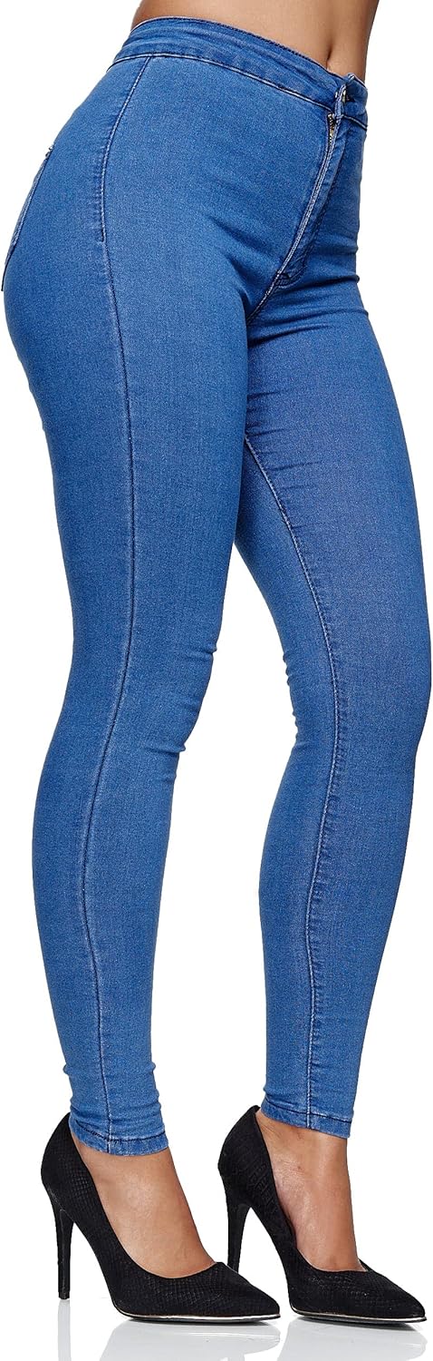 Damen Slim Fit Hose Highwaist Jeans Chunkyrayan, Hellblau Chicago