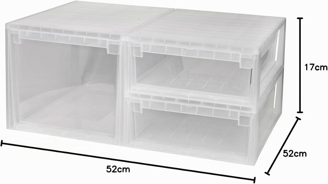 3 Stück Schubladenboxen mit Nutzvolumen 2 Stück mit 22 (XL) und 1 Stück mit 50 (XXL) Liter. Passend