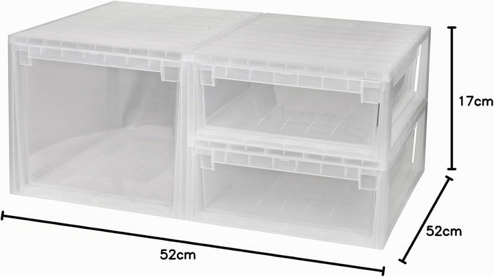 3 Stück Schubladenboxen mit Nutzvolumen 2 Stück mit 22 (XL) und 1 Stück mit 50 (XXL) Liter. Passend