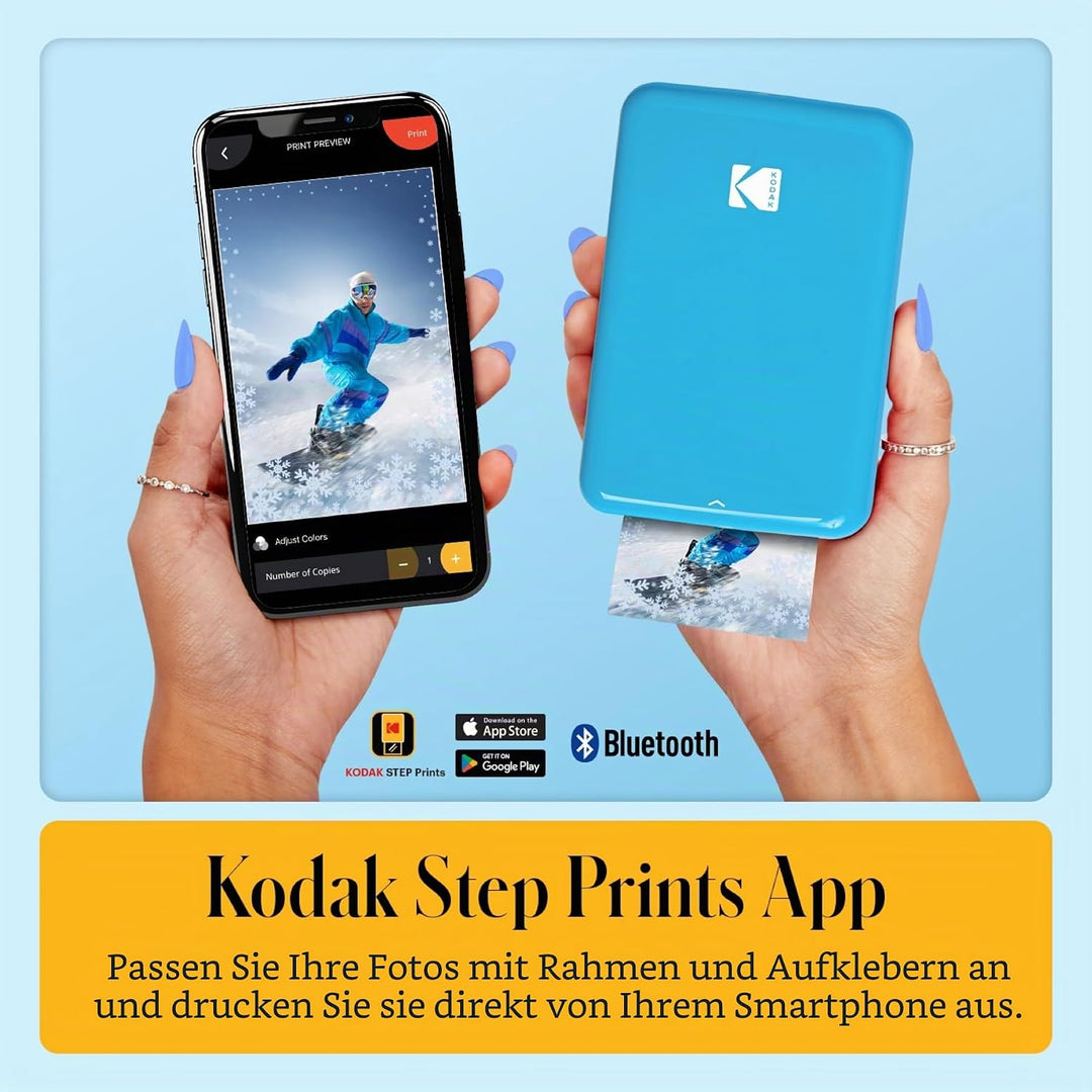 KODAK Step Instant Fotodrucker mit Bluetooth/NFC, ZINK-Technologie und KODAK App für iOS und Android